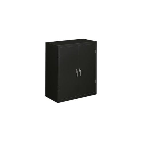 HON Brigade 2-Shelf Storage Cabinet 36"W - 36" x 18.3" x 41.3" - 2 x Shelf(ves) - 2 x Door(s) - 250 lb Load Capacity - Security Lock, Leveling Glide, Adjustable Shelf - Black - Steel - Recycled