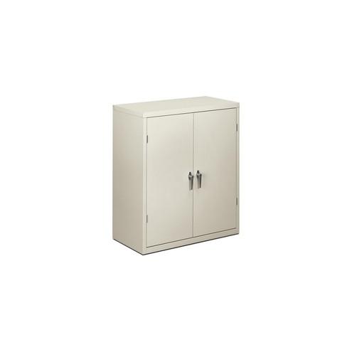HON Brigade 2-Shelf Storage Cabinet 36"W - 36" x 18.3" x 41.3" - 2 x Shelf(ves) - 2 x Door(s) - 250 lb Load Capacity - Security Lock, Leveling Glide, Adjustable Shelf - Light Gray - Steel - Recycled