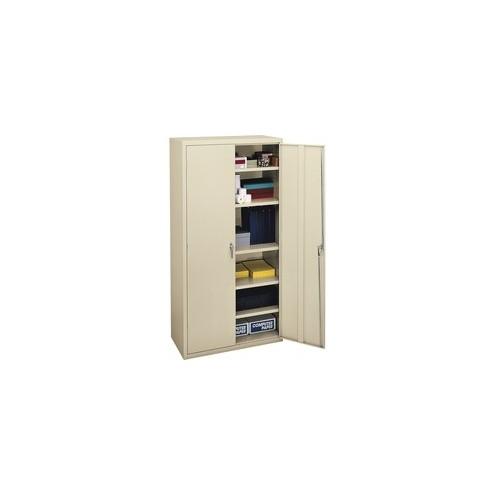 HON Brigade 5-Shelf Storage Cabinet - 36" x 18.3" x 71.3" - 5 x Shelf(ves) - 2 x Door(s) - 250 lb Load Capacity - Security Lock, Leveling Glide, Adjustable Shelf - Putty - Steel - Recycled