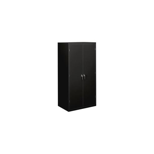 HON Brigade 5-Shelf Storage Cabinet - 36" x 18.3" x 71.3" - 5 x Shelf(ves) - 2 x Door(s) - 250 lb Load Capacity - Security Lock, Leveling Glide, Adjustable Shelf - Black - Steel - Recycled