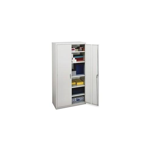 HON Brigade 5-Shelf Storage Cabinet - 36" x 18.3" x 71.3" - 5 x Shelf(ves) - 2 x Door(s) - 250 lb Load Capacity - Security Lock, Leveling Glide, Adjustable Shelf - Light Gray - Steel - Recycled