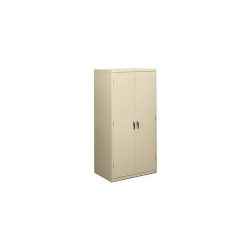 HON Brigade 5-Shelf Storage Cabinet - 36" x 24.3" x 71.3" - 5 x Shelf(ves) - 2 x Door(s) - 250 lb Load Capacity - Security Lock, Leveling Glide - Putty - Steel - Recycled