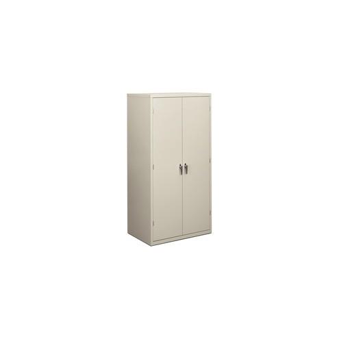 HON Brigade 5-Shelf Storage Cabinet - 36" x 24.3" x 71.3" - 5 x Shelf(ves) - 2 x Door(s) - 250 lb Load Capacity - Security Lock, Leveling Glide - Light Gray - Steel - Recycled