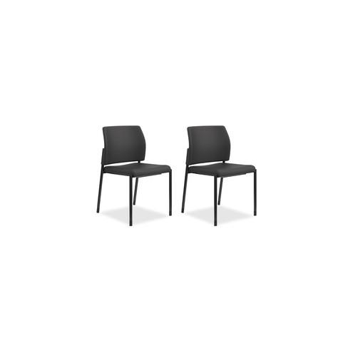 HON Accommodate Guest Chair, Armless - Black Fabric Seat - Black Fabric Back - Textured Black Steel Frame - Four-legged Base - 23.3" Width x 21" Depth x 32" Height - 2 / Carton