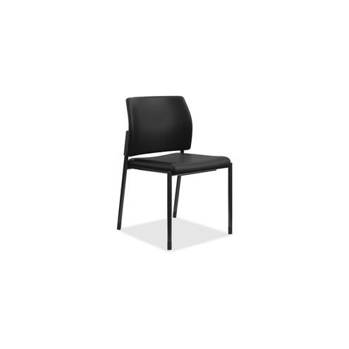HON Accommodate Guest Chair, Armless - Black Vinyl Seat - Black Polyurethane Back - Textured Black Steel Frame - Four-legged Base - 23.5" Width x 22.3" Depth x 31.5" Height - 2 / Carton