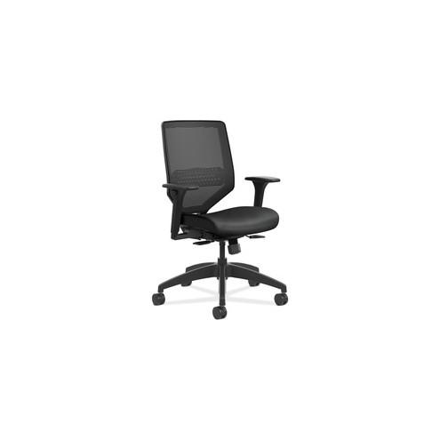 HON Solve Mesh Mid-back Task Chair - Ink Fabric Seat - Black Back - Black Frame - 19" Seat Width x 19.25" Seat Depth - 29.5" Width x 29.5" Depth x 41.8" Height - 1 Each