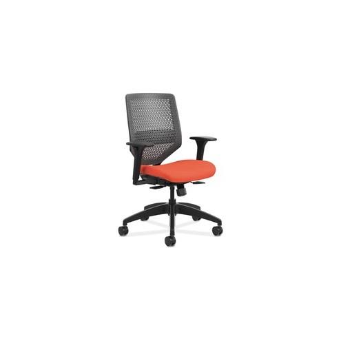 HON Solve Task Chair, ReActiv Back - Fabric Seat - Charcoal Back - 5-star Base - Red - 29.8" Width x 28.8" Depth x 41.8" Height - 1 Each