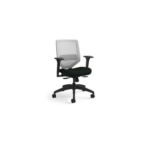 HON ReActive Titanium Color Back Task Chair - Black Fabric Seat - Titanium Back - Black Frame - 19" Seat Width x 19.25" Seat Depth - 29.5" Width x 29.5" Depth x 41.8" Height - 1 Each