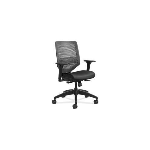 HON Solve ReActive Charcoal Color Back Task Chair - Black Fabric Seat - Charcoal Back - Black Frame - 19" Seat Width x 19.25" Seat Depth - 29.5" Width x 29.5" Depth x 41.8" Height - 1 Each