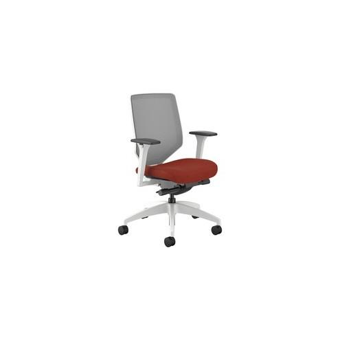 HON Solve Fog Mesh Mid-back White Frame Task Chair - Bittersweet Fabric Seat - Fog Back - White Frame - 19" Seat Width x 19.25" Seat Depth - 29.5" Width x 29.5" Depth x 42.5" Height - 1 Each