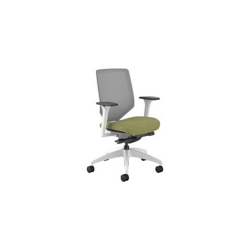 HON Solve Fog Mesh Mid-back White Frame Task Chair - Meadow Fabric Seat - Fog Back - White Frame - Green - 19" Seat Width x 19.25" Seat Depth - 29.5" Width x 29.5" Depth x 42.5" Height - 1 Each