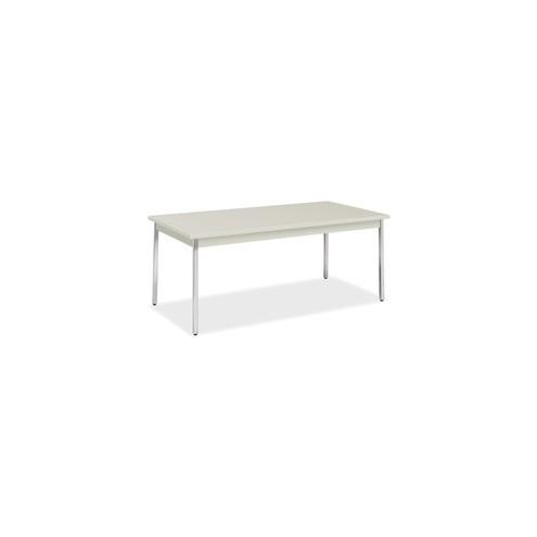 HON Utility Table, 72"W x 36"D - Natural Rectangle Top - Chrome Four Leg Base - 4 Legs - 72" Table Top Width x 36" Table Top Depth x 1.13" Table Top Thickness - 29" Height - Assembly Required