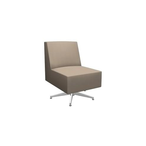 HPFI Armless Chair - 31" x 25.5" x 34" Chair, 25" x 20" x 19.5" Chair Seat, 16" Chair Back - Material: Hardwood Frame - Finish: Chrome Base, Beige