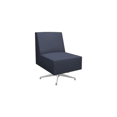 HPFI Armless Chair - 31" x 25.5" x 34" Chair, 25" x 20" x 19.5" Chair Seat, 16" Chair Back - Material: Hardwood Frame - Finish: Chrome Base, Navy