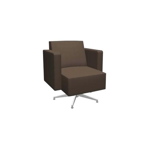 HPFI Chair - 30" x 31" x 34" Chair, 25" x 20" x 19.5" Chair Seat, 16" Chair Back, 8" Arm - Material: Hardwood Frame - Finish: Brown, Chrome Base