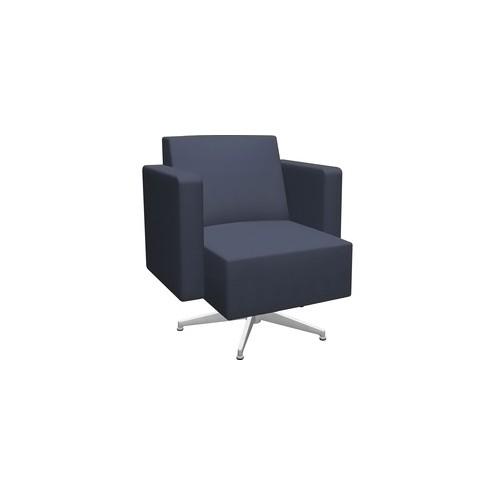 HPFI Chair - 30" x 31" x 34" Chair, 25" x 20" x 19.5" Chair Seat, 16" Chair Back, 8" Arm - Material: Hardwood Frame - Finish: Navy, Chrome Base