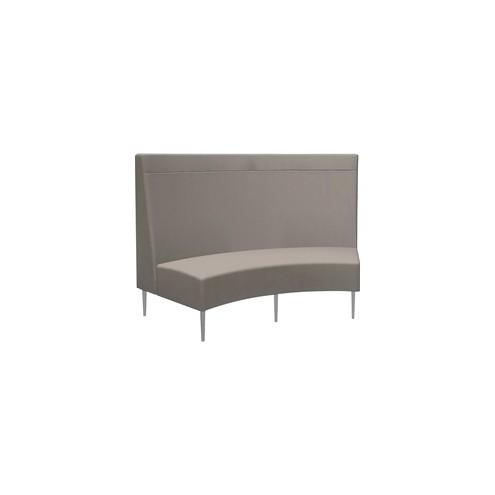 HPFI Eve Banquette Loveseat - 74.5" x 36.5" x 52.8" Loveseat, 63.5" x 20" x 19.5" Seat, 33.8" Back - Material: Hardwood Frame, Foam, Fabric - Finish: Brushed Anodized Aluminum Leg, Taupe, Smoke