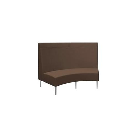 HPFI Eve Banquette Loveseat - 74.5" x 36.5" x 52.8" Loveseat, 63.5" x 20" x 19.5" Seat, 33.8" Back - Material: Hardwood Frame, Foam, Fabric - Finish: Brushed Anodized Aluminum Leg, Brown