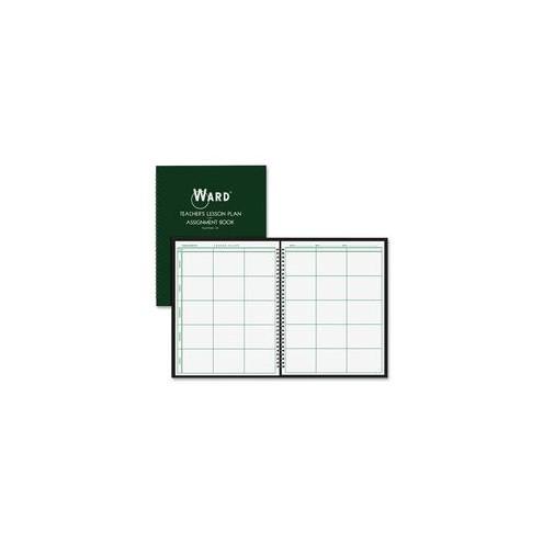 Ward Teacher's 6-period Lesson Plan Book - Weekly - 9 Month - 8 1/2" x 11" Sheet Size - Wire Bound - White, Dark Green - Reference Calendar, Memo Section, Durable - 1 Each