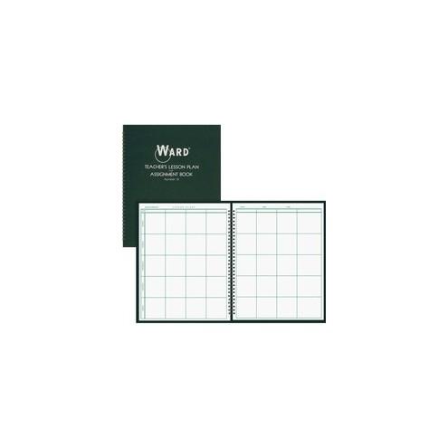 Ward Teacher's 8-period Lesson Plan Book - 9 Month - 8 1/2" x 11" Sheet Size - Wire Bound - White, Dark Green - Reference Calendar, Durable, Memo Section - 1 Each