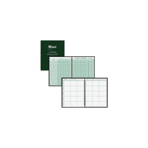 Ward 9-Week Record/6 Period Lesson Plan Book - Wire Bound - 8 1/2" x 11" Sheet Size - White Sheet(s) - Dark Green Cover - 1 Each