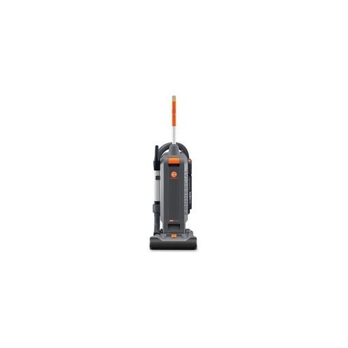 Hoover HushTone 13Plus Upright Vacuum - 1200 W Motor - Bagged - Filter, Nozzle, Brushroll - 13" Cleaning Width - 40 ft Cable Length - 96" Hose Length - HEPA - 12 V DC - 10 A - 69 dB Noise - Gray