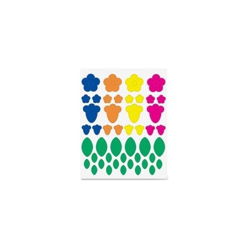 Hygloss Floral Shapes Stickers - 72 (Floral) Shape - Self-adhesive - Green, Blue, Orange, Yellow, Pink - 1 Pack