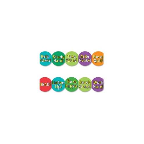 Hygloss Be Your Best Border - Positivity Theme/Subject - 12 (Strips of Border) Shape - Damage Resistant, Durable, Long Lasting - 36" Height x 3" Width - Assorted - 12 / Pack