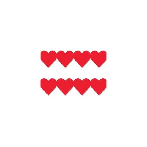 Hygloss Red Heart Globe Design Border Strips - 12 (Heart) Shape - Damage Resistant, Durable, Long Lasting - 36" Height x 3" Width - Red - 12 / Pack