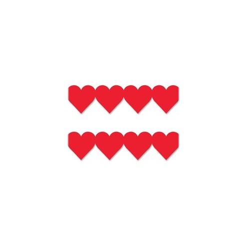 Hygloss Red Heart Globe Design Border Strips - 12 (Heart) Shape - Damage Resistant, Durable, Long Lasting - 36" Height x 3" Width - Red - 12 / Pack