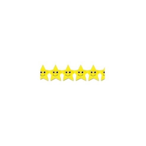 Hygloss Happy Yellow Stars Border Strips - 12 (Happy Stars) Shape - Damage Resistant, Durable, Long Lasting - 36" Height x 3" Width - Yellow - 12 / Pack