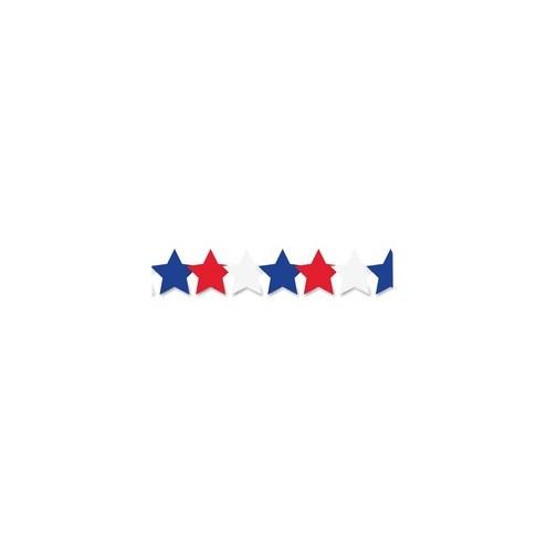 Hygloss Patriotic Stars Border Strips - 12 (Patriotic Stars) Shape - Damage Resistant, Durable, Long Lasting - 36" Height x 3" Width - Assorted - 12 / Pack