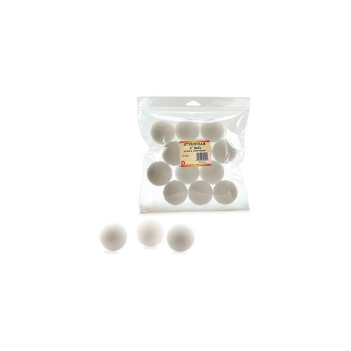 Hygloss Styrofoam Balls - Project, Science Project, Diorama, Decoration - 2" - 12 / Pack - White - Styrofoam