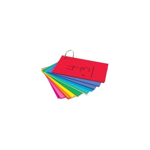 Hygloss Bright Study Buddies Flash Cards - 100 Sheets - Ring - 3" x 5" - Assorted Paper - Punched, Sturdy, Tear Resistant, Bend Resistant - 100 / Pack