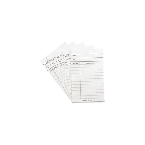 Hygloss White Library Cards - 3" x 5" Sheet Size - White Sheet(s) - Card Stock - 50 / Pack