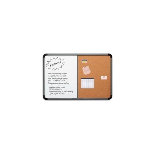 Iceberg Collaboration Ingenuity Combo Board - 36" Height x 48" Width - Cork, White Surface - Lightweight, Durable, Ghost Resistant - Charcoal Polyethylene Frame - 1 Each