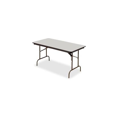Iceberg Premium Wood Laminate Folding Table - Gray Rectangle, Melamine Top - 60" Table Top Length x 30" Table Top Width x 0.75" Table Top Thickness - 29" Height