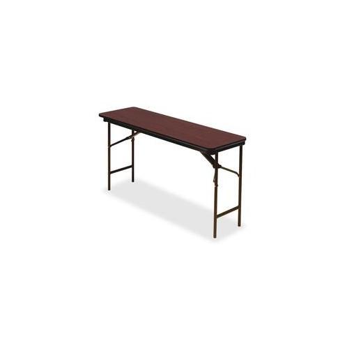 Iceberg Premium Wood Laminate Folding Table - Melamine Rectangle Top - 72" Table Top Length x 18" Table Top Width x 0.75" Table Top Thickness - 29" Height - Mahogany
