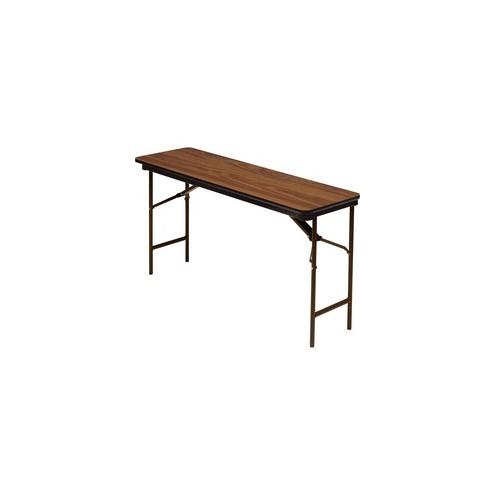 Iceberg Premium Wood Laminate Folding Table - Melamine Rectangle Top - 72" Table Top Length x 18" Table Top Width x 0.75" Table Top Thickness - 29" Height - Oak