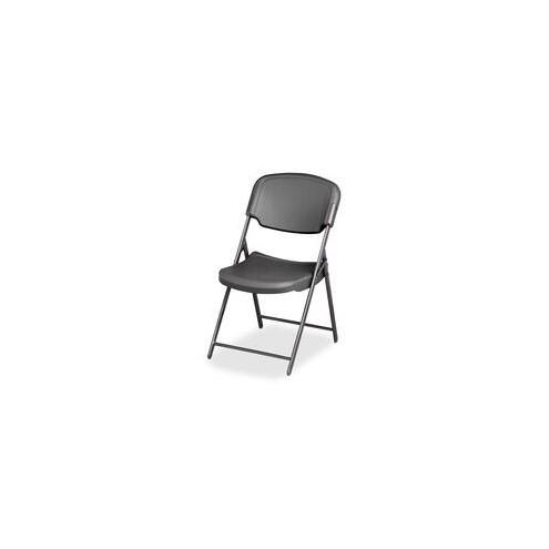 Iceberg Rough 'N Ready Folding Chair - Charcoal Polyethylene Seat - Steel Frame - Charcoal - 1 Each