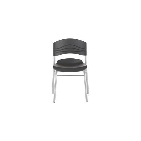 Iceberg CafeWorks Cafe Chairs, 2-Pack - Black Polyethylene Seat - Polyethylene Back - Powder Coated Steel Frame - Four-legged Base - Graphite - 21" Width x 19" Depth x 32" Height - 2 / Carton