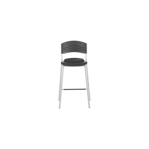 Iceberg CafeWorks Bistro Stool - Black Polyethylene Seat - Polyethylene Back - Powder Coated Steel Frame - Graphite - 23" Width x 22" Depth x 44" Height