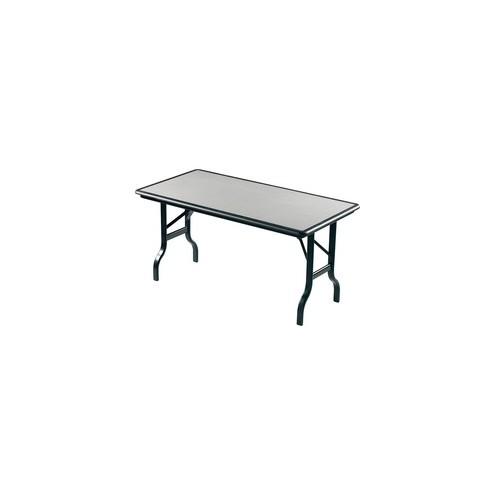 Iceberg IndestrucTable Folding Table - Rectangle Top - 30" Table Top Length x 60" Table Top Width - 29" Height - Black, Granite, Powder Coated - Polyethylene, Resinite