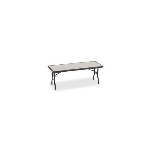 Iceberg IndestrucTable Folding Table - Rectangle Top - 30" Table Top Length x 72" Table Top Width - 29" Height - Black, Granite, Powder Coated - Polyethylene, Resinite