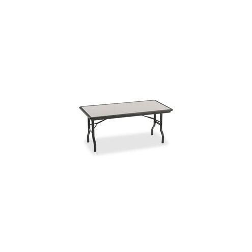 Iceberg IndestrucTable Folding Table - Rectangle Top - 96" Table Top Length x 30" Table Top Width - 29" Height - Black, Granite, Powder Coated - Polyethylene, Resinite