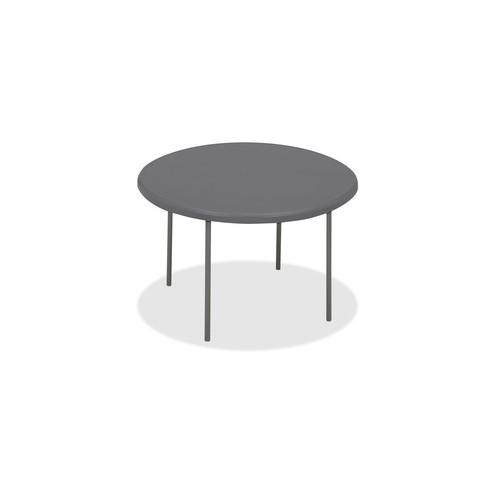 Iceberg IndestrucTable TOO Folding Table - Round Top - Four Leg Base - 4 Legs - 2" Table Top Thickness x 60" Table Top Diameter - Charcoal, Powder Coated - High-density Polyethylene (HDPE), Steel