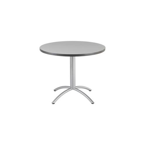 Iceberg CafeWorks 36" Round Cafe Table - Melamine Round Top - Powder Coated Base - 1.13" Table Top Thickness x 36" Table Top Diameter - 30" Height - Assembly Required - Gray