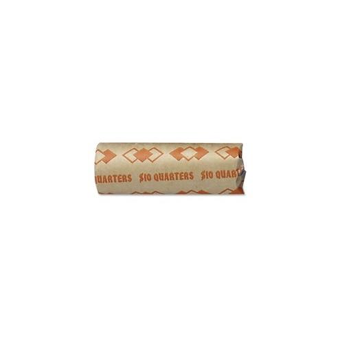 ICONEX Tubular Kraft Paper Coin Wrappers - Total $10 in 25¢ Denomination - Sturdy, Color Coded - Kraft Paper - Orange