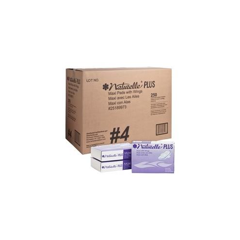Impact Products Naturelle Plus Sanitary Napkins - 250 / Carton - Individually Wrapped, Anti-leak, Highly Absorbent, Comfortable