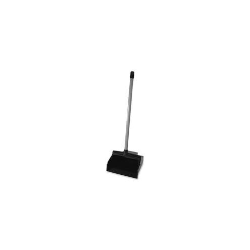 LobbyMaster Dustpan - 12" Wide - Polyvinyl Chloride (PVC) Handle - Black/Silver - 6 / Carton